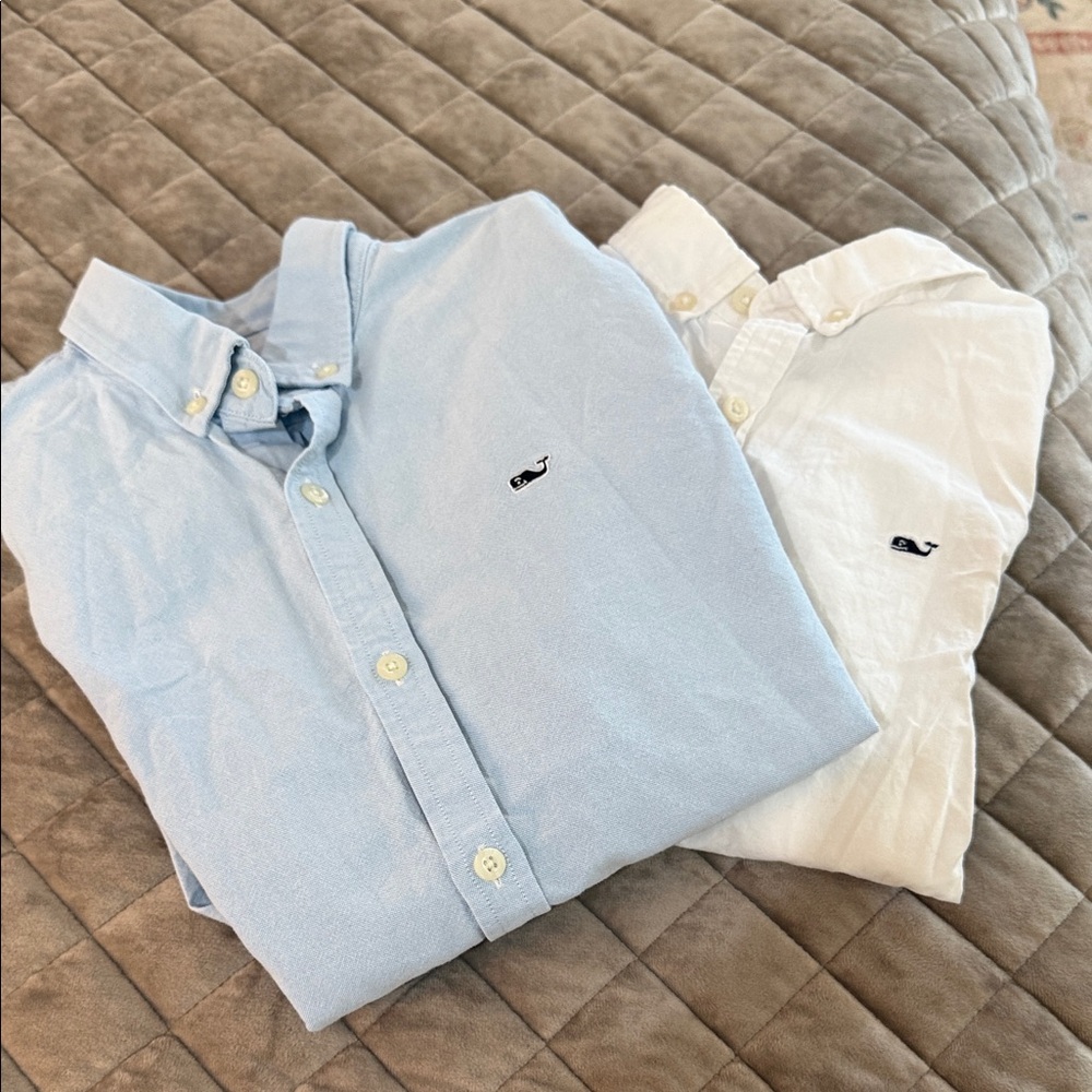 Boys Vineyard vibes Button-Down Oxford Shirts in Light Blue and White